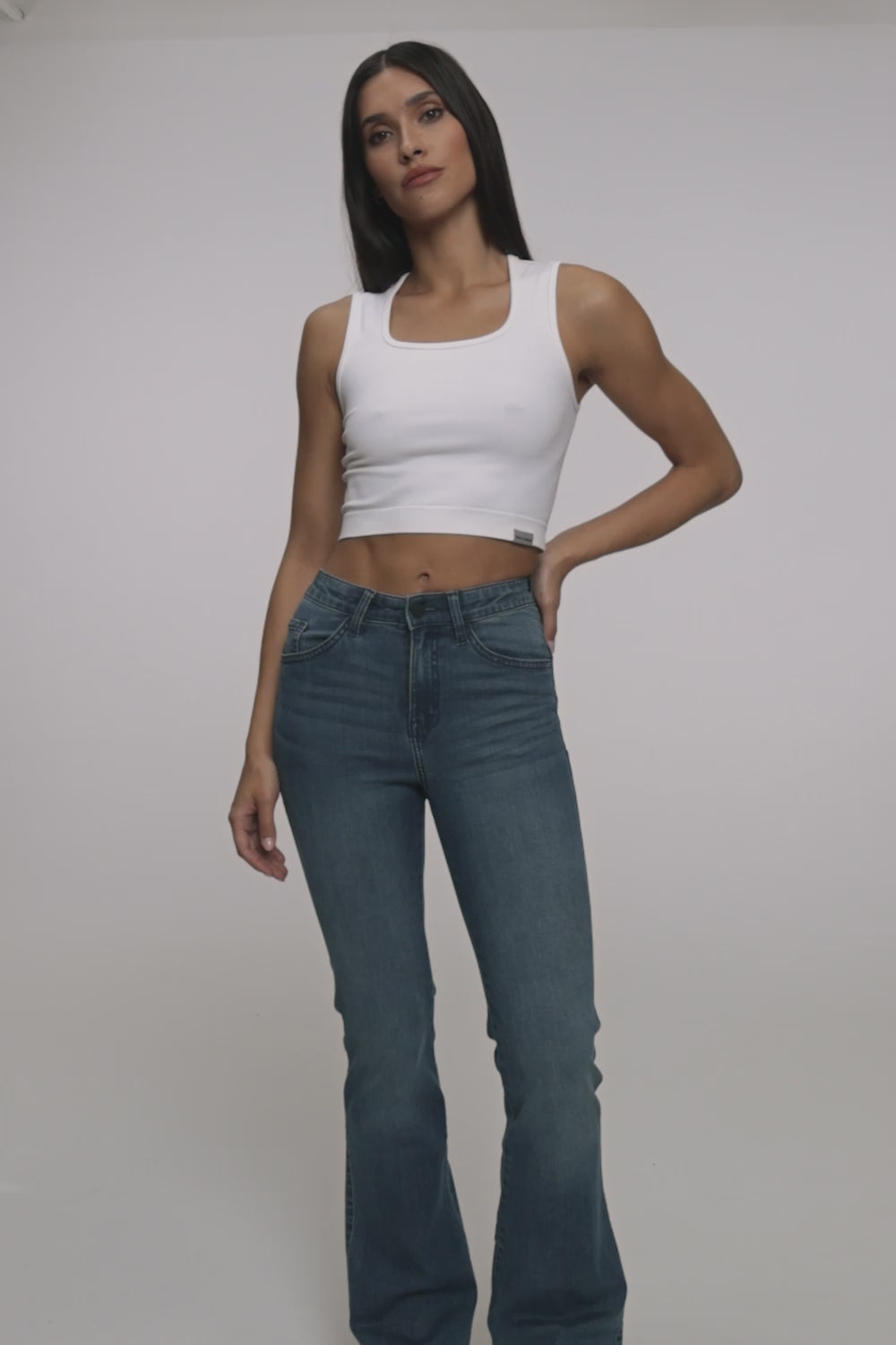 Дънки с клоширани крачоли perfect slim navy blue